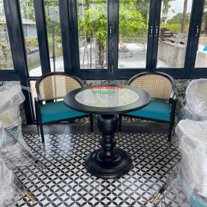 BỘ BÀN GHẾ CAFE GỖ TỰ NHIÊN – PHONG CÁCH INDOCHINE SANG TRỌNG